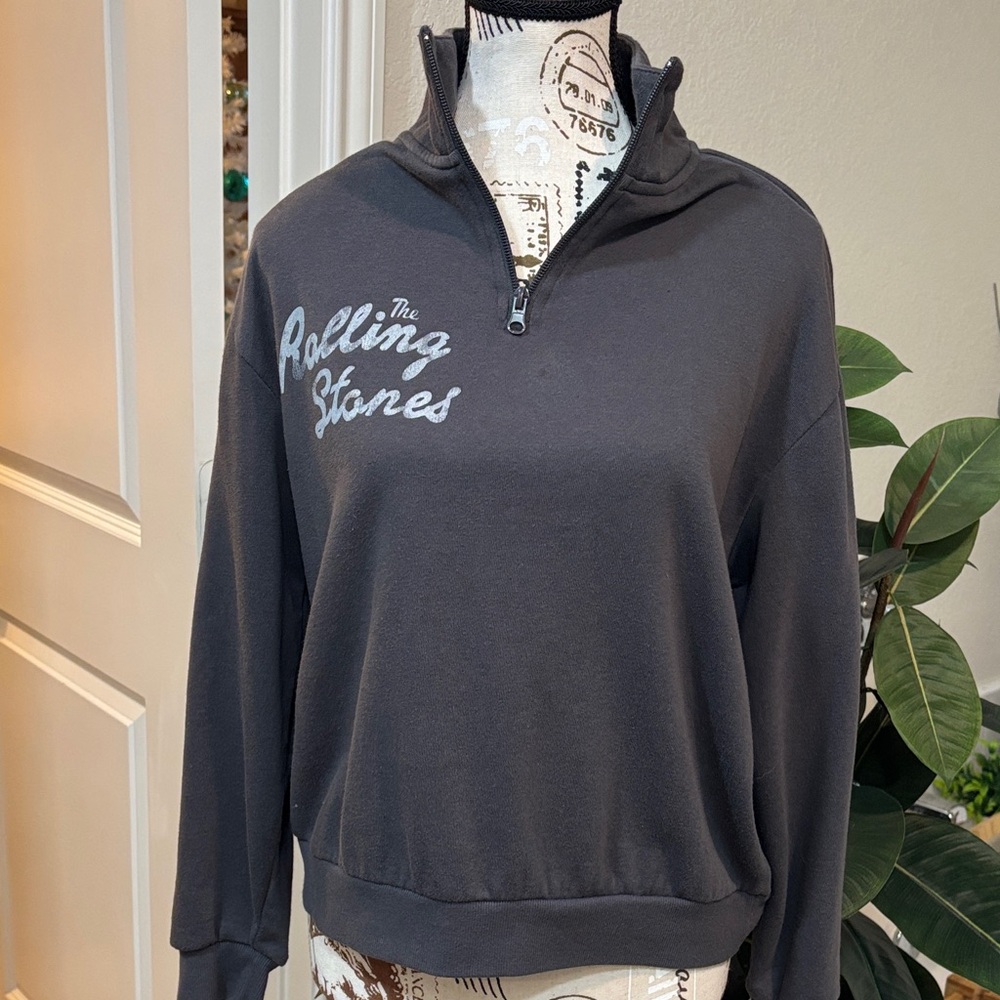 Rolling Stones Black Quarter-Zip Sweatshirt